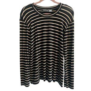 Chico’s Travelers Black and Beige Striped Long Sleeve Top Stretch 1 Medium 8